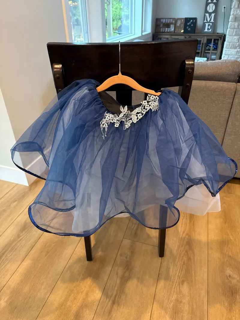 Weissman Navy Sparkle Two-Piece Dance Outfit dance costume in navy and silver detail 2