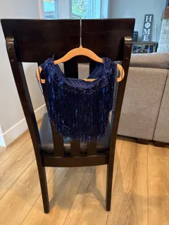 Weissman Navy Sparkle Two-Piece Dance Outfit dance costume in navy and silver detail 3