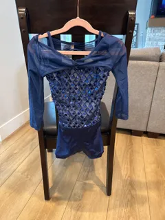 Weissman Navy Sparkle Two-Piece Dance Outfit dance costume in navy and silver detail 1