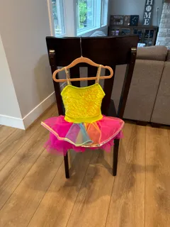 Weissman Colorful Tutu Dance Costume Set dance costume in yellow and hot pink detail 2