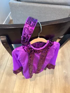 Weissman Purple Sequin Dance Costume Top dance costume in purple and plum detail 2