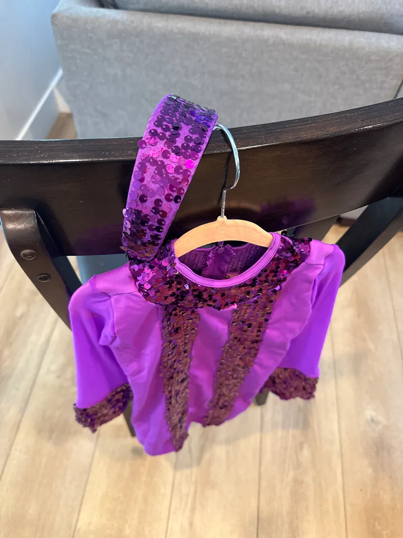 Weissman Purple Sequin Dance Costume Top dance costume in purple and plum detail 2