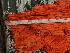 Latin Dance Practice Skirt — Long Orange Fringe, One-Sided, Built-In Brief — Waist Flat 12.5–13" dancewear piece detail 5