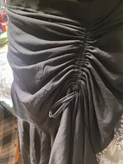Latin Dance Practice Skirt — Black, Adjustable Ruched Side — Waist Flat 14" dancewear piece detail 2