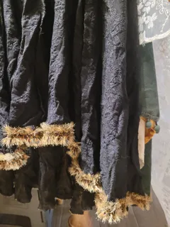Latin / Ballroom Dance Practice Skirt — Long Black Lace, Hi-Lo Hem — Waist Flat 10" Wide Elastic dancewear piece detail 4