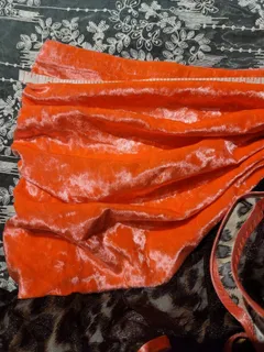 Latin Dance Practice Skirt — Coral Velvet Top, Leopard Ruffles — Waist Flat 12.5" dancewear piece detail 3