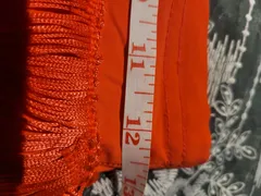 Latin Dance Practice Skirt — Long Orange Fringe, One-Sided, Built-In Brief — Waist Flat 12.5–13" dancewear piece detail 3