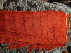Latin Dance Practice Skirt — Long Orange Fringe, One-Sided, Built-In Brief — Waist Flat 12.5–13" dancewear piece detail 4