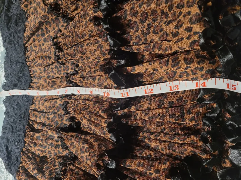 NEW Latin Dance Practice Skirt — Leopard Print Tiered Ruffle — Waist Flat 12" dancewear piece detail 3