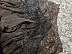 Latin Dance Practice Skirt — Black Lace Fringe — Waist Flat 11.5" dancewear piece detail 3