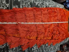 Latin Dance Practice Skirt — Long Orange Fringe, One-Sided, Built-In Brief — Waist Flat 12.5–13" dancewear piece detail 6