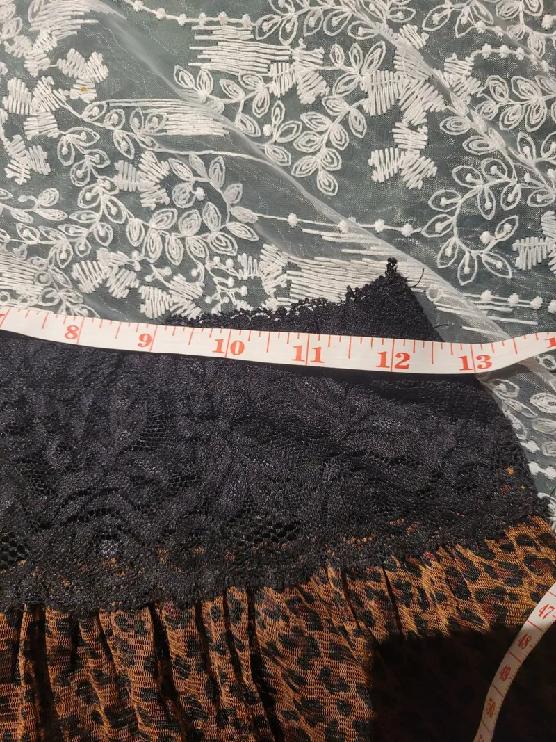 NEW Latin Dance Practice Skirt — Leopard Print Tiered Ruffle — Waist Flat 12" dancewear piece detail 4