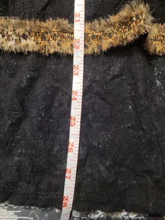 Latin / Ballroom Dance Practice Skirt — Long Black Lace, Hi-Lo Hem — Waist Flat 10" Wide Elastic dancewear piece detail 6
