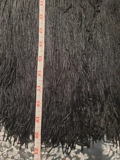 NEW Latin Dance Practice Skirt — Black Ruched Front, Long Fringe, Built-In Brief — Waist Flat 10" dancewear piece detail 3