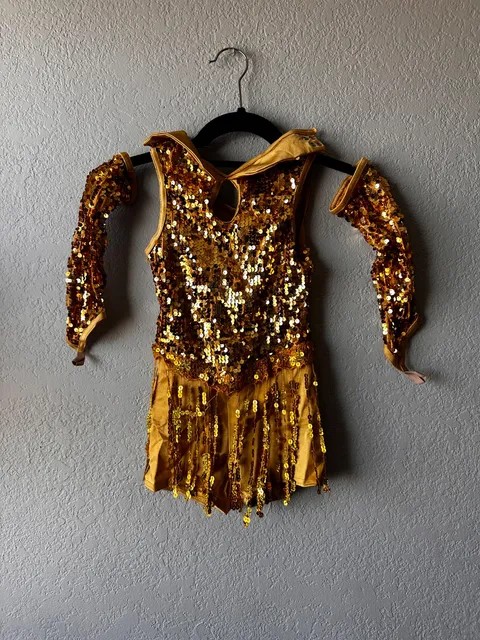 Gold Sequin Dance Leotard with Gloves, Weissman one-piece