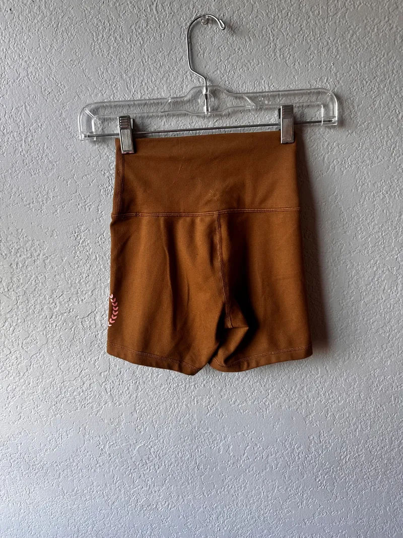 Offline Brown High-Waisted Dance Shorts dancewear piece in brown detail 2