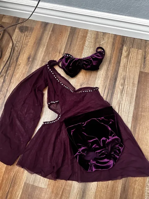 Kelly Purple Velvet Dance Costume Set one-piece