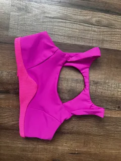 Bright Pink Dance Sports Bra, Tiger Friday dancewear piece in hot pink detail 1