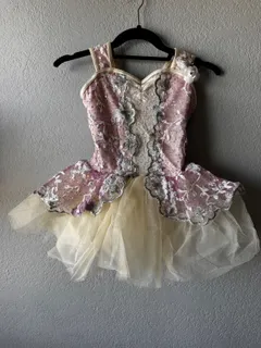 Pink Sequin Tutu Dance Dress, Weissman dance costume in mauve and ivory detail 1
