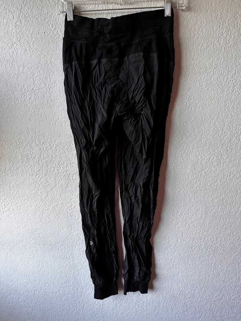 Black Nylon Jogger Pants, Lululemon dancewear piece in black detail 2