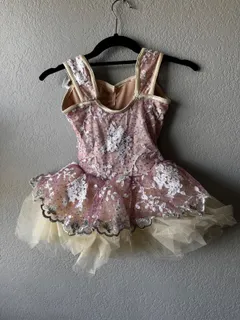 Pink Sequin Tutu Dance Dress, Weissman dance costume in mauve and ivory detail 2