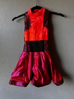 Revolution Red Velvet Dance Tutu Dress dance costume in red and black detail 1