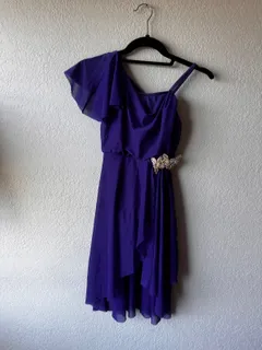 Royal Blue Off-Shoulder Dress, Weissman dance costume in blue and gold detail 2