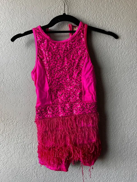 Weissman Hot Pink Sequin Dance Leotard one-piece