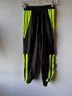 Black Neon Stripe Hip Hop Pants, Weissman dance costume in black and neon detail 1