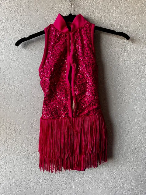 Balera Hot Pink Sequin Fringe Dress one-piece