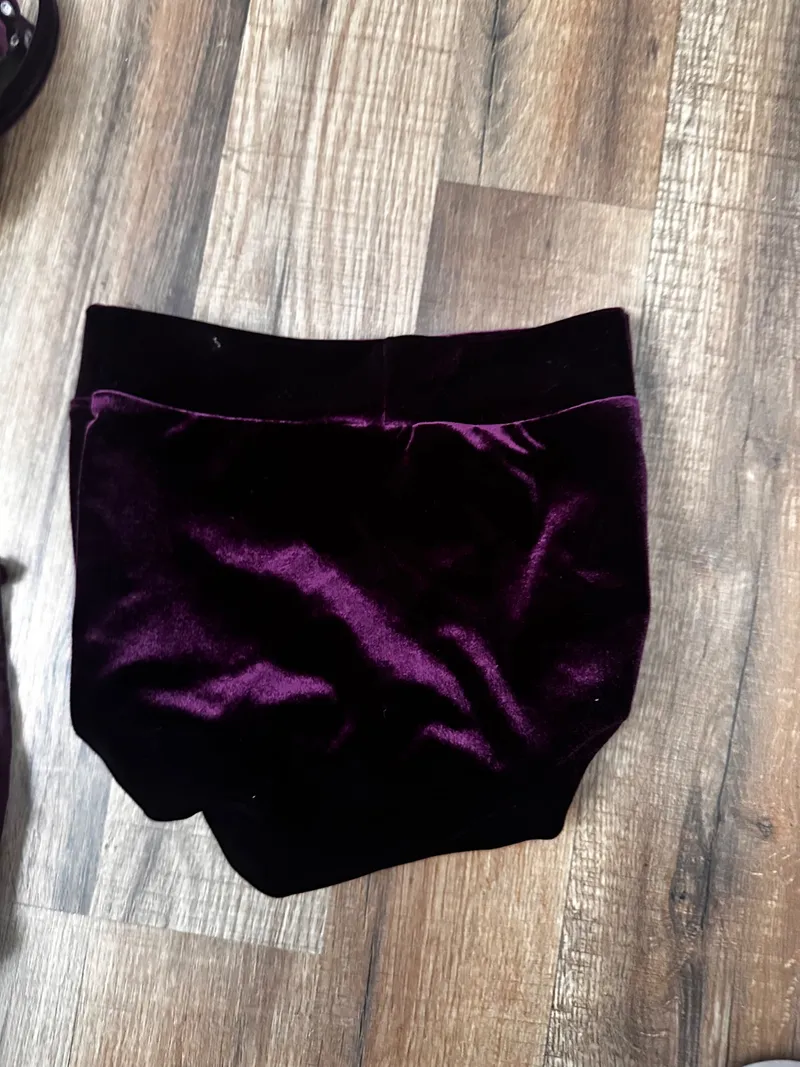 Kelly Purple Velvet Dance Costume Set dance costume in purple and black detail 3