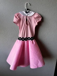Pink Poodle Skirt Dance Costume, Weissman dance costume in pink and black detail 2