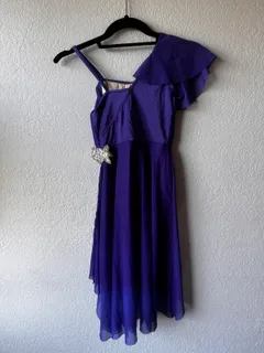 Royal Blue Off-Shoulder Dress, Weissman dance costume in blue and gold detail 3