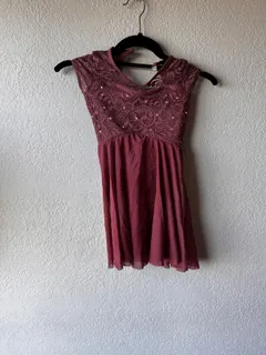 Burgundy Lace Sequin Dance Dress, Weissman dance costume in burgundy and ivory detail 1