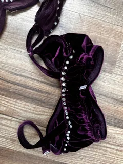 Kelly Purple Velvet Dance Costume Set dance costume in purple and black detail 4