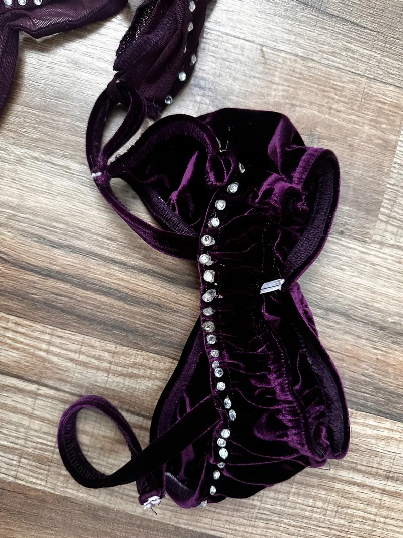 Kelly Purple Velvet Dance Costume Set dance costume in purple and black detail 4
